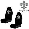 Fleur de Lis French Cross Silver Gem Crystal Studded Rhinestone Bling Car Truck SUV Front Universal-Fit Bucket Seat Covers - PAIR