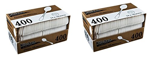 Blue Sky 400-Piece Disposable Plastic Tea Spoon Set, White (2, DESIGN 1)