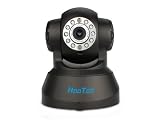 (PROMO) HooToo® HT-IP206 Wired/Wireless Network IP Camera, Pan/Tilt (P/T - 270°/120°), Two-Way Audio, Day/Night Vision with Built-in 10-LEDs, Email Alerts and Scheduled Events / Motion Detection, Black