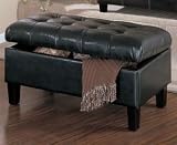 New Black Bycast LEATHERETTE OTTOMAN BENCH WITH STORAGE