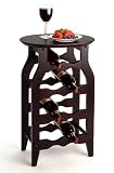 Espresso Oval Top 8 Wine Bottle Rack & Serving Table