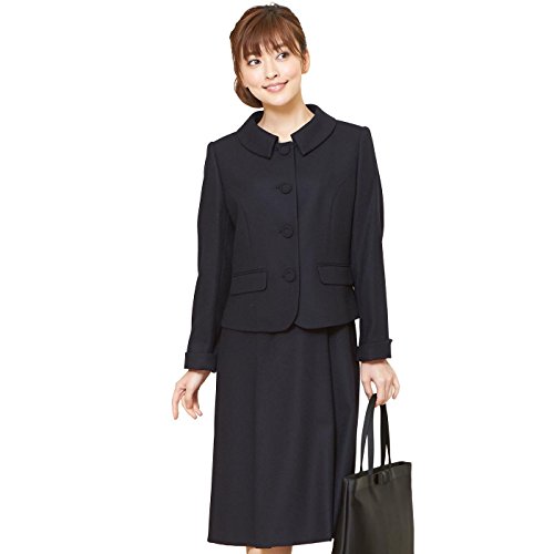 【B-GALLERY】国内産高品質ウール100% 純日本製ステンカラーお受験アンサンブル[ネイビー ](160511376) [お受験スーツ 学校説明会 濃紺スーツ 面接]