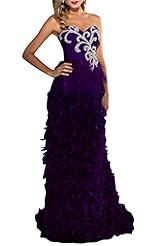 Polyester Feathers Sequined Jeweled Evening Dress 