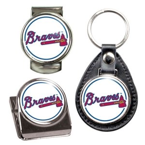 Atlanta Braves MLB 3 Piece Stocking Stuffer Set - Key Chain, Money Clip & Magnet Clip