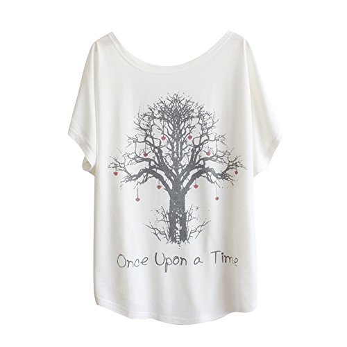 Haogo Women's Wishing Tree Print Short Sleeve T-shirt Tops