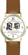 Habit 3 - Big Rocks Go First (Spanish Text) - DELUXE TWO-TONE WATCH from THE 7 HABITS - WATCH COLLECTION BY WATCHBUDDY&reg; - Arabic Numbers - Brown Leather Strap-Size-Children's Size-Small ( Boy's Size & Girl's Size )