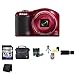 Nikon Coolpix L610 16 MP Digital Camera with 14x Zoom NIKKOR Glass Lens (Red) + 16GB SDHC Class 10 Memory Card + 4 AA NiMH Rechargeable Batteries + Carrying Case + Table Top Tripod, Lens Cleaning Kit, LCD Protector + USB SDHC Reader + Memory Wallet