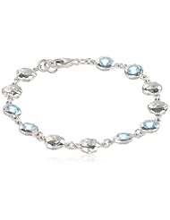 Zina Sterling Silver Ripple Blue Topaz Bracelet, 7.5"