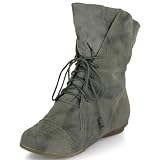Damen bequeme und durchgehend gefütterte Halbschaftstiefeletten MQ1175 Grey Gr. 38