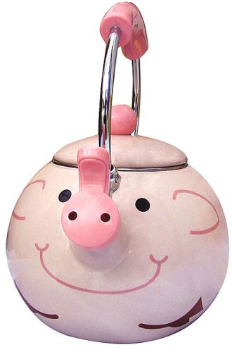 Animal Kettle 1.7-Quart Whistling Enamel on Steel Pig Tea Kettle
