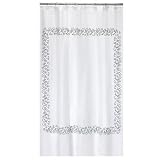White Black White Scrolled Fabric Shower Curtain