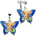 Handcrafted Blue Cloisonne Butterfly Clip Earrings