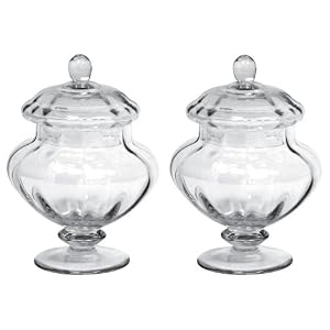 Gerson Small Glass Apothecary Jars with Lids, Set of 2