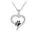 Meiligo Retro you left paw prints on my heart letter Pet Dog paw Charm Tag Necklace Owner and Dog Jewelry matching Pet Collar Necklace Pendant (Love Heart Paw)
