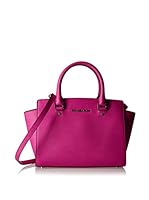 Michael Kors Bolso asa de mano Selma Medium Saffiano Satchel (Fucsia)