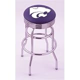 Kansas State Wildcats 25 Double-Ring Swivel Bar Stool with 2.5 Ribbed Chrome Accent Ring