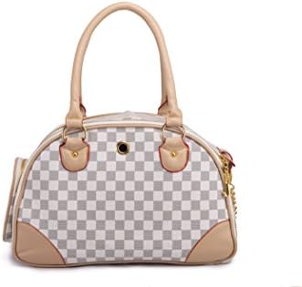 Dog Master Tote Bag Carrier Portable Travel Comfort Tote Kennel for Pet Dog Cat (S, White)