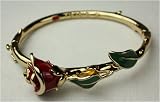 Disney Couture Beauty & Beast Gold Rose Bangle Bracelet