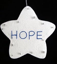 5" White Word Star "Hope" Christmas Ornament