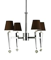 Candice Olson 6687-4H Margo Chandelier with Crystal Accents and Chocolate Silk Hard Back Shades with Adjustable Pole, Chrome, Diameter 29-Inch by Height 25-1/4-Inch