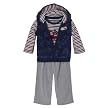 Newborn Boys' Just One Year 3-piece Trucks Cardigan Set - Blue/Gray
