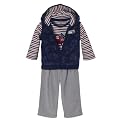 Newborn Boys' Just One Year 3-piece Trucks Cardigan Set - Blue/Gray