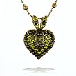 Amaro Jewelry, Necklace - Heart Amulet in Bronze, Olive and Black Tones #C018PLGE AMK ONK