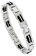 8 in. Solid Link Stainless Steel & Rubber Bracelet 3/8 in. (10 mm) wide