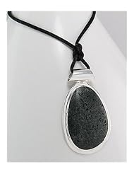 Lava Stone Pendant Necklace In 92.5 Sterling Silver