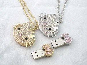 Silver  Flash  Jewelry Com Crystal Necklace Kitty 