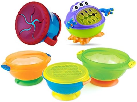 Nuby Snack Keeper Set with Stay Put Suction Bowls, Blue