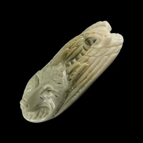 BI25600# Hand Carved Cameo Eagle &amp; Wolf Head Succor creek Jasper Wearable Pendant Bead