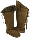 Over-the-Knee Brown Furry Lace Up Winter Boots Vegan