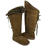 Over-the-Knee Brown Furry Lace Up Winter Boots Vegan