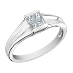 SAVE $100 - Engagement Ring: 1/4 Carat (ctw) in 14K White Gold Princess Cut Diamond Solitaire Ring $395.00