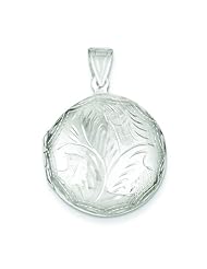 Sterling Silver Round Locket Pendant Jewelry 30mm