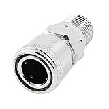 uxcell エアクイックカプラー 金属材質 13mm内径 ストレートアダプタ シルバートーン