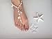Pink Barefoot Sandals Beach Wedding Beaded Anklet with Starfish and Real Seashells - Set of 2