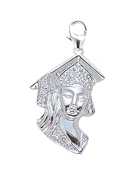 14K White Gold Diamond Girl Graduate Charm