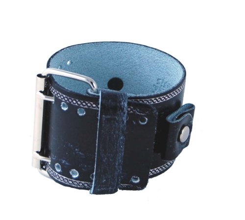 Nemesis Black Wide Leather Cuff Wrist Watch Band
