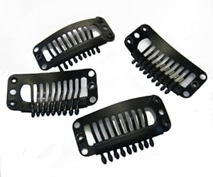 Clip for hair extension, 30mm, snap clip for DIY use, black 20pcs