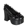 4 1/2 Inch Sexy Gothic Shoes Black Platform Pump Shoes Chunky Heel Lace Bow