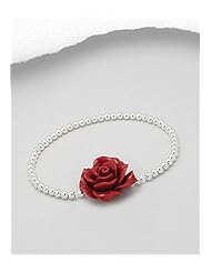 Rose Stretch Bracelet In Sterling Silver
