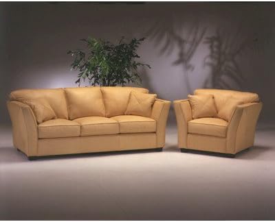 Manhattan 4 Seat Sofa Leather Living Room Set Color: Empire - Cream