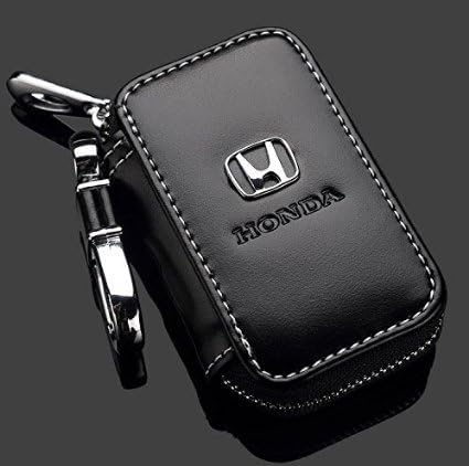 Wise Will Luxury Leather Car Key Chain Zipper Case Remote Wallet Bag, for Many Car (Honda)