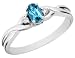 Jewelry : Blue Topaz Gemstone Ring with Diamonds in White Gold