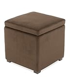 IMAGE OF Storage Footstool Ottoman with Tray in Chocolate Velvet