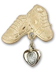 Gold Filled Baby Badge with Blue Miraculous Charm and Baby Boots Pin