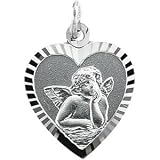 14K White Gold Angel Heart Pendant