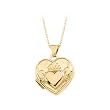 14K Yellow Gold Claddagh Heart Locket with Chain